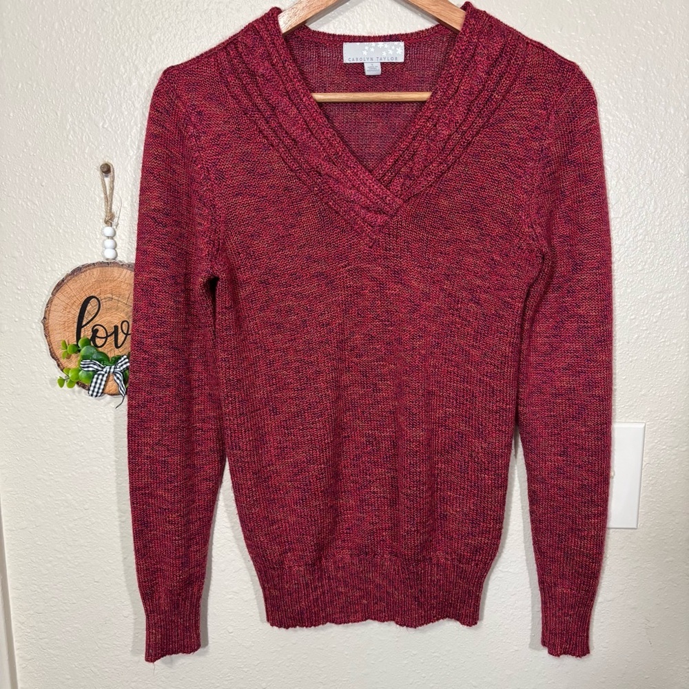 Carolyn Taylor Pink V-Neck Sweater Size S